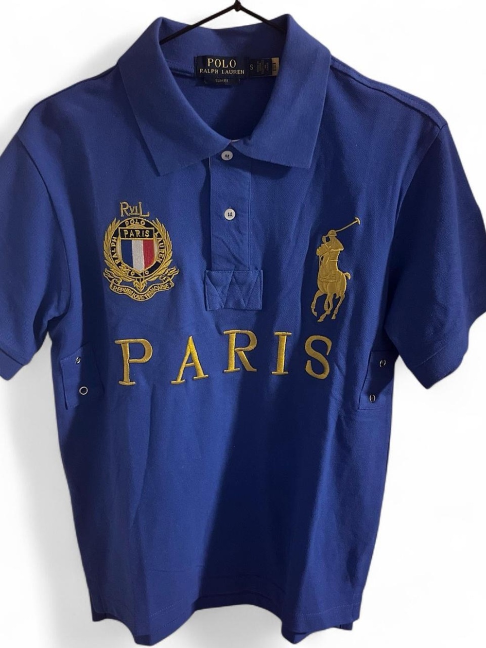 Polo Ralph Lauren Paris Embroidered Crest Polo - Blue & Gold